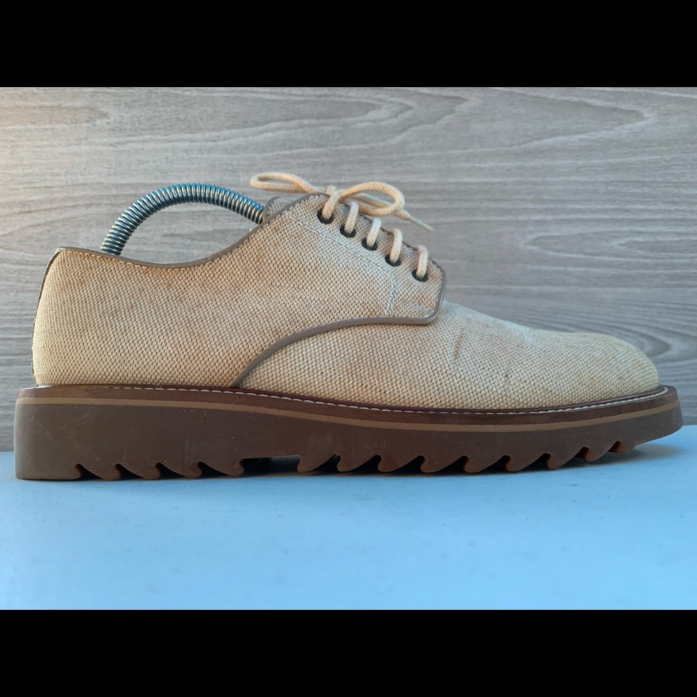 Tommy Bahama Beige Hemp Canvas Thick Lug Derby Sz9